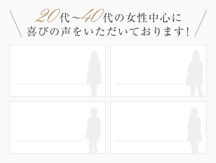 20代～40代の女性中心に喜びの声をいただいております！